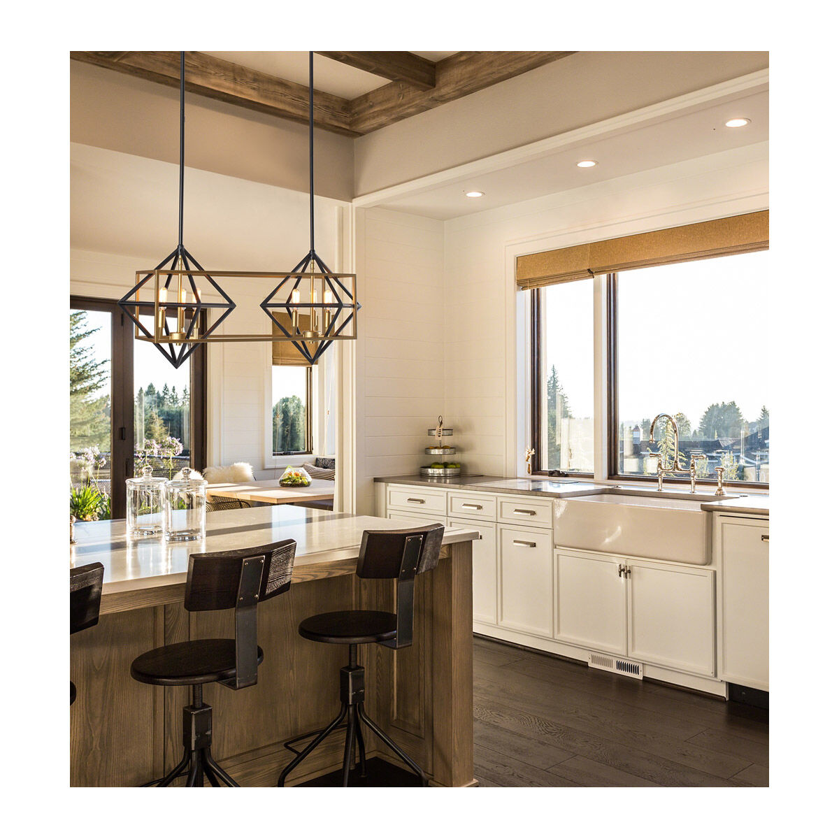 Pryor 6 Light 33 inch Black and Gold Linear Pendant Ceiling Light